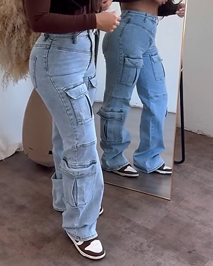 Shapshe® Multi Pocket Cargo Jeans im Work-Style für Damen