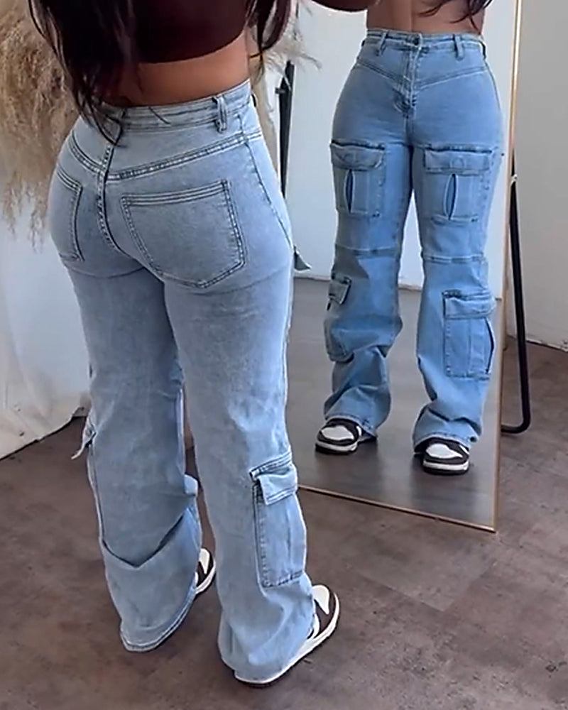 Shapshe® Multi Pocket Cargo Jeans im Work-Style für Damen