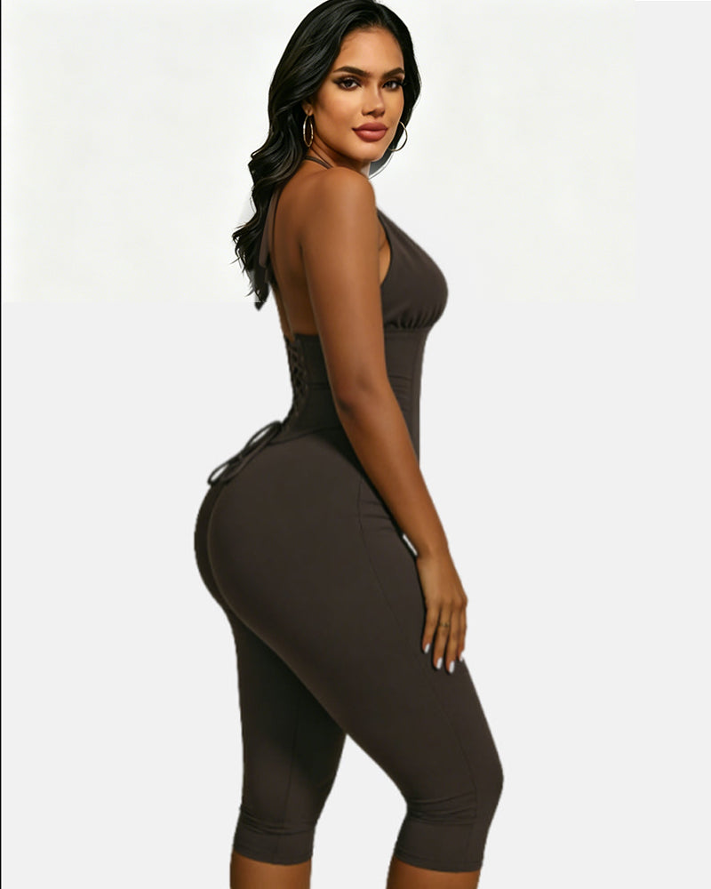 Hourglass Figure The Corset Body Shaper Waist Cincher Capri Jumpsuit Two-Piece Set