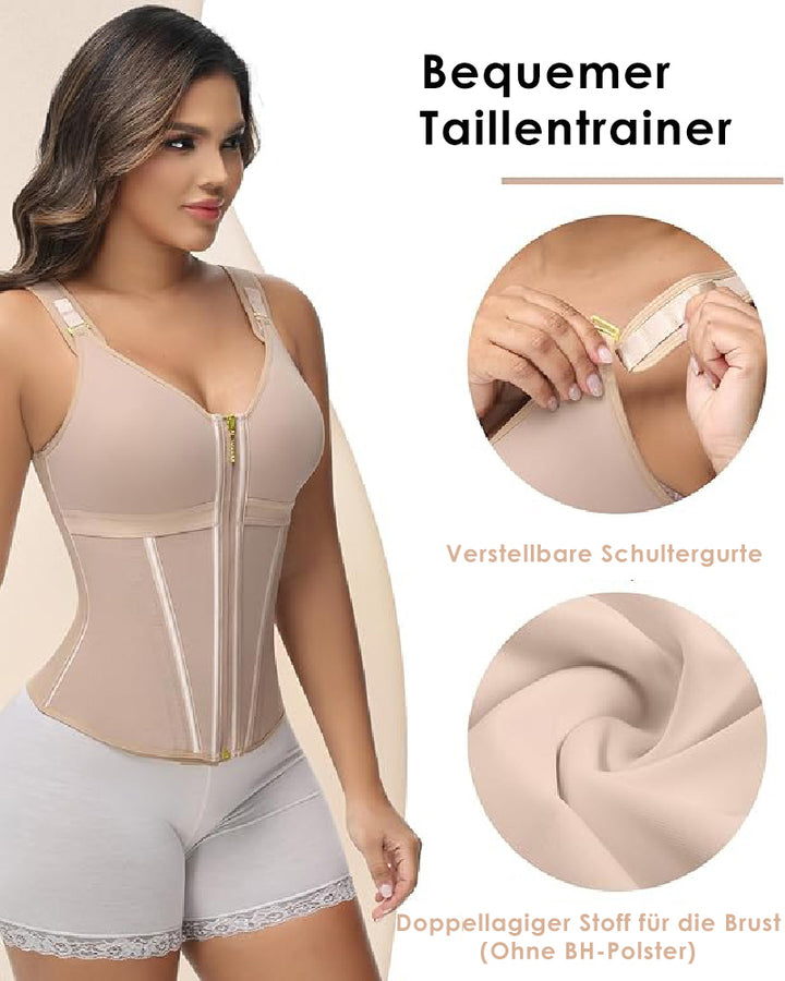 Shapshe® Damen Stäbchen Latex Reißverschluss Korsett Bauchkontrolle Body Shaper Weste Mit BH