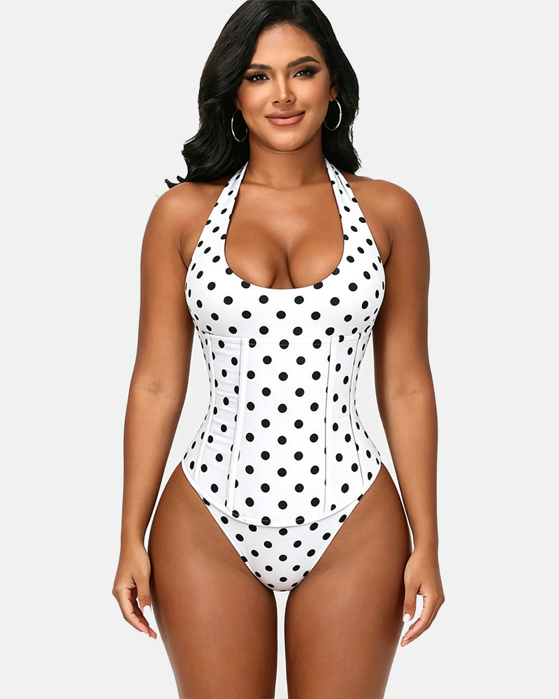 Hourglass Corset Body Shaper Waist Cincher Swimsuit Two-Piece Set