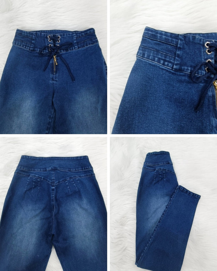 Curvy Stretch Washed Front Skinny Jeans mit Schnürung für Damen