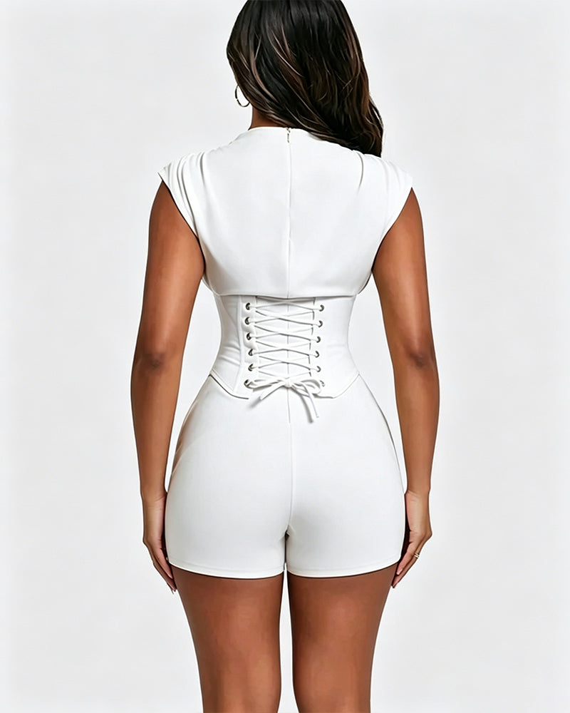 Detachable Corset Hourglass Waist Cincher Playsuit Two-Piece Set
