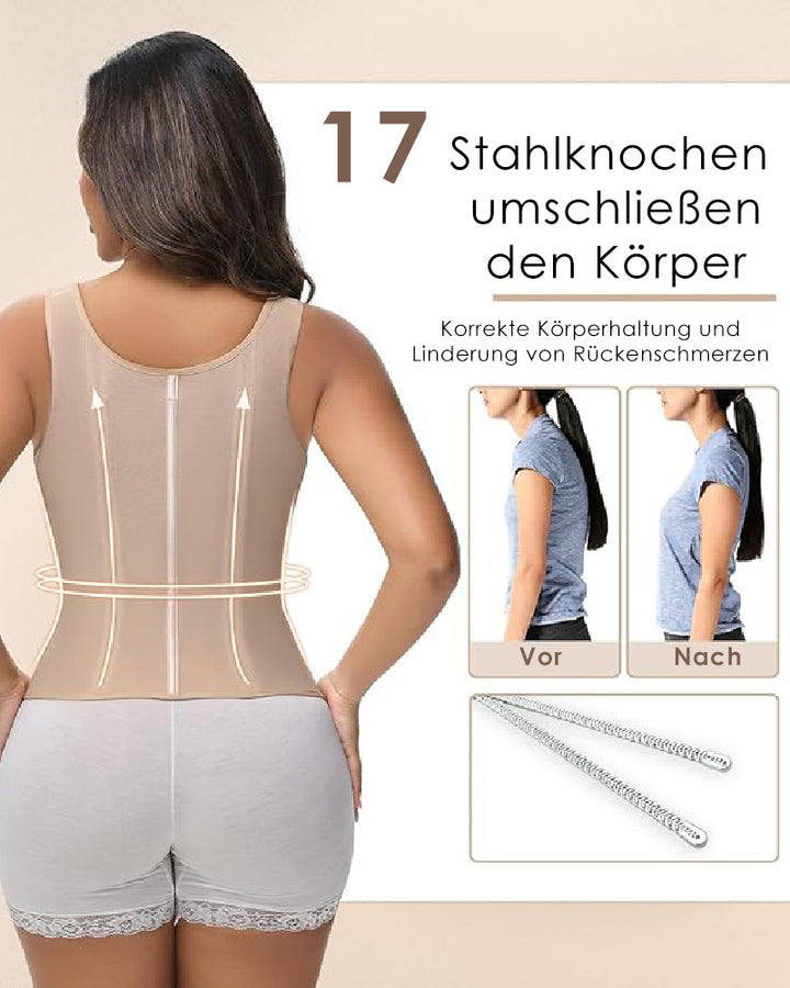 Shapshe® Damen Stäbchen Latex Reißverschluss Korsett Bauchkontrolle Body Shaper Weste Mit BH