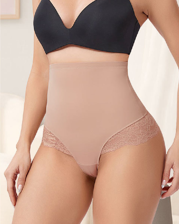 Nahtlose Spitze Bauchkontrolle Shapewear Höschen Hohe Taille Kompressions Tanga Unterwäsche