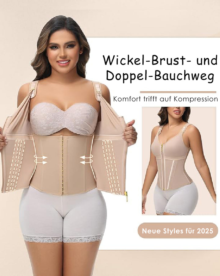 Shapshe® Damen Stäbchen Latex Reißverschluss Korsett Bauchkontrolle Body Shaper Weste Mit BH