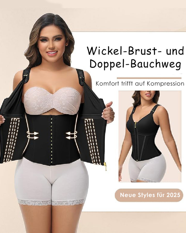 Shapshe® Damen Stäbchen Latex Reißverschluss Korsett Bauchkontrolle Body Shaper Weste Mit BH