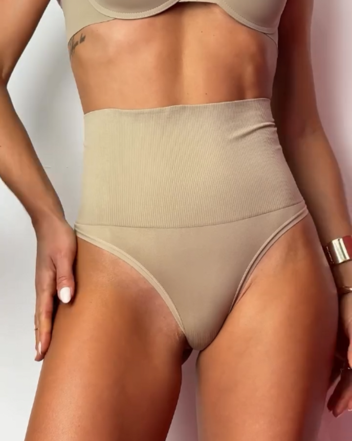 Hohe Taille Nahtloses Formendes Tanga Bauchkontrolle Bequeme Unterwäsche