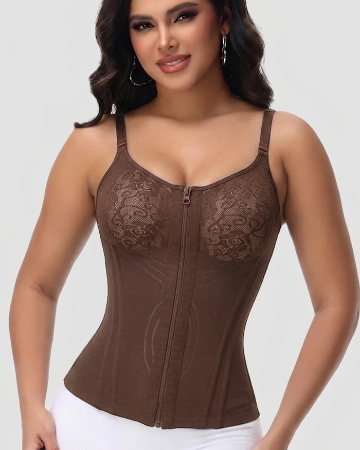 Shapshe®Shapewear Top With Built In Bra With Zipper Cutout