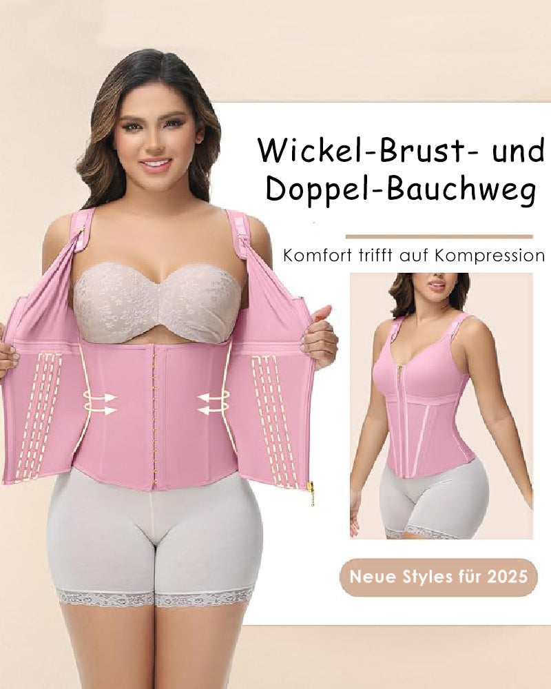 Shapshe® Damen Stäbchen Latex Reißverschluss Korsett Bauchkontrolle Body Shaper Weste Mit BH