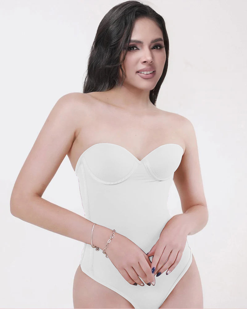 Shapshe® Sexy Seamless Back Lace-up Thong Skinny Bodysuit