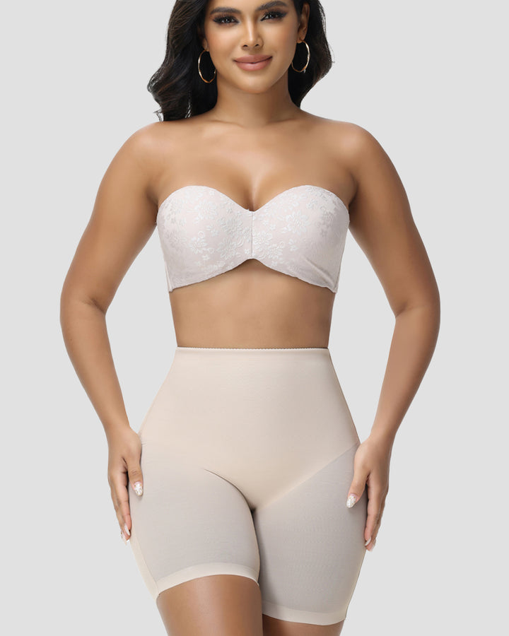 Damen Nahtlose Mesh Shapewear Shorts Hoher Taille Oberschenkelformer Unterwäsche