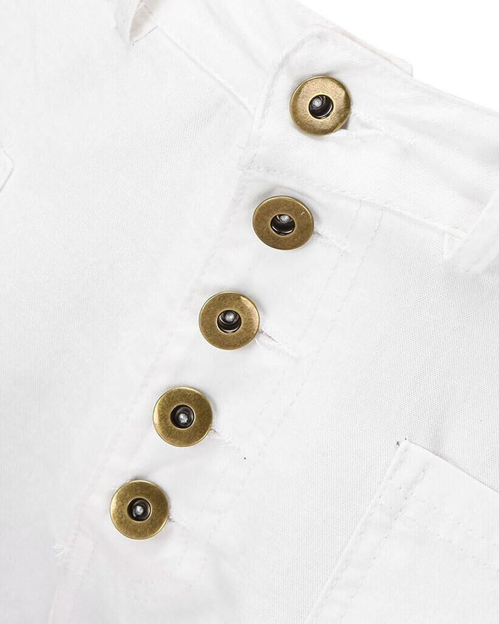 Einreihige Skinny-Jeans mit Mehreren Knöpfen aus Gewaschenem Stretch mit Hohem Bund