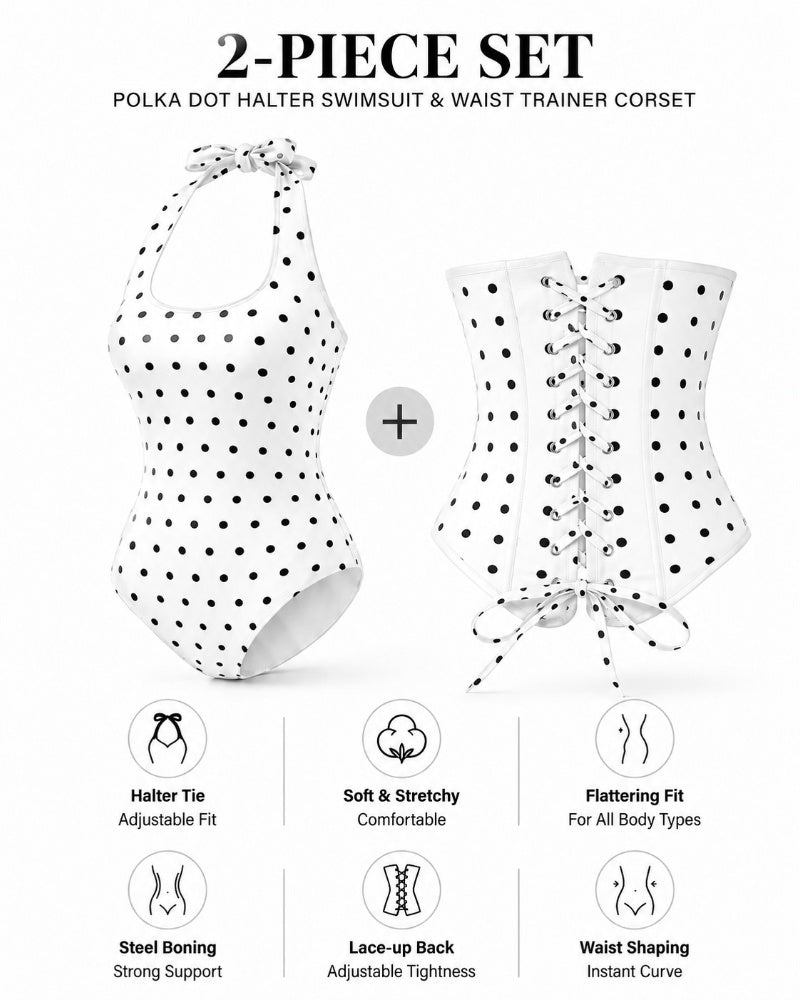 Hourglass Corset Body Shaper Waist Cincher Swimsuit Two-Piece Set