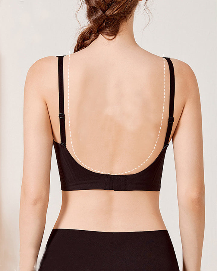 Damen Nahtloser Mehrweg BH Bequemer Rückenfreier V-Ausschnitt Minimizer BH