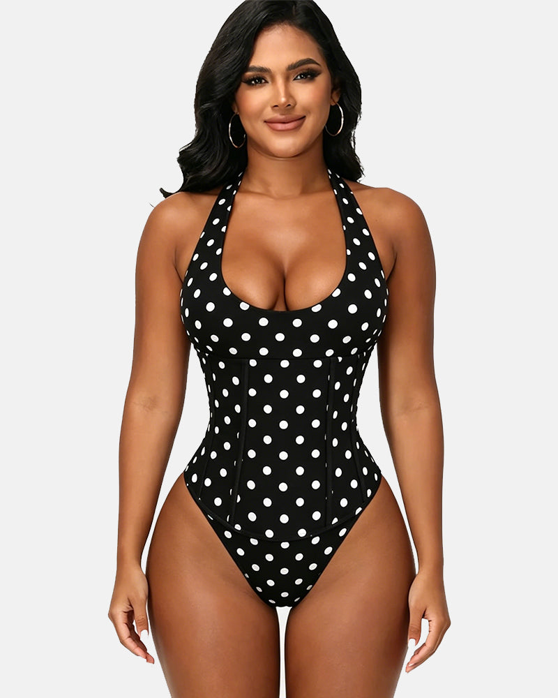 Hourglass Corset Body Shaper Waist Cincher Swimsuit Two-Piece Set