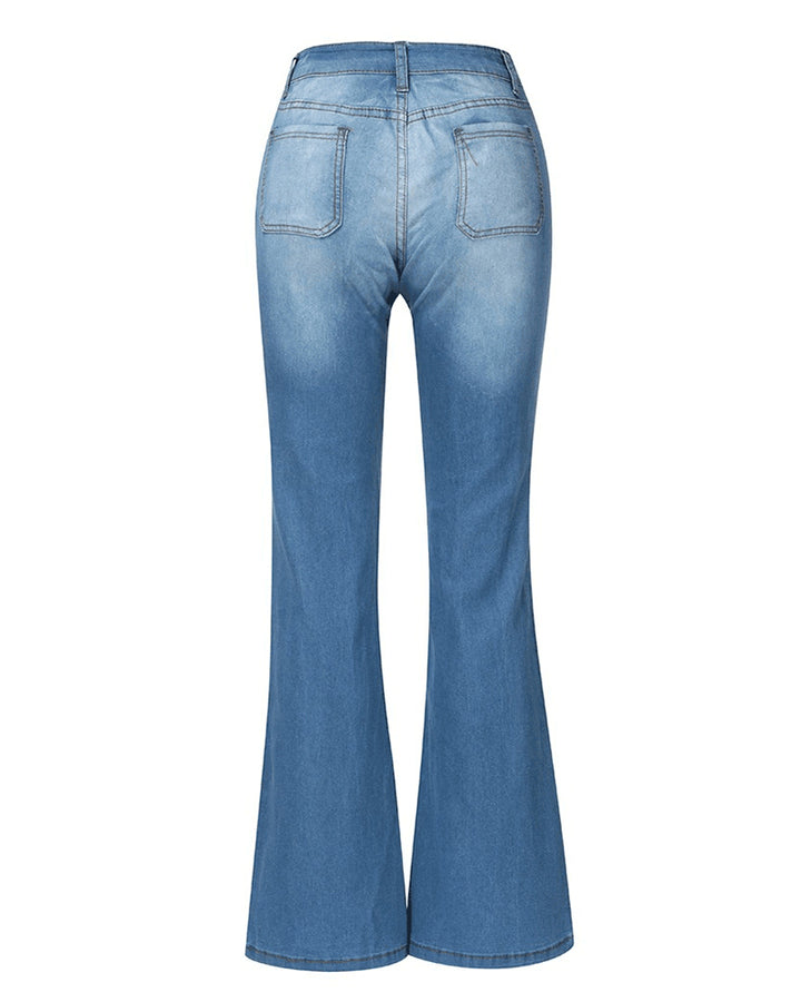 Einreihige Skinny-Jeans mit Mehreren Knöpfen aus Gewaschenem Stretch mit Hohem Bund