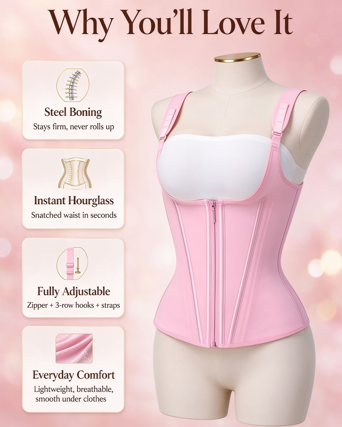 Shapshe® Fajas Steel Boned Tummy Control Waist Trainer