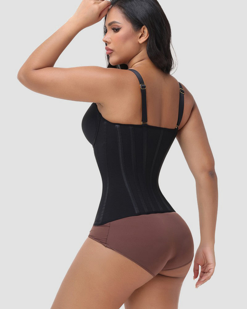 Front Zipper Corset Waist Trainer with Adjustable Straps
