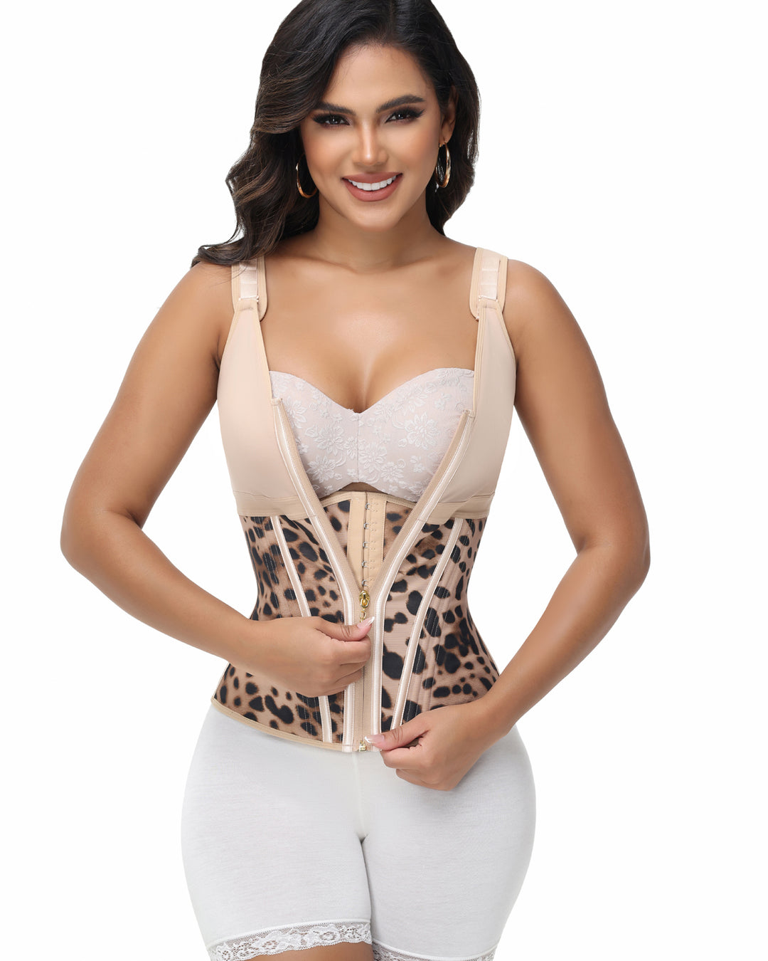 Shapshe® Damen Stäbchen Latex Reißverschluss Korsett Bauchkontrolle Body Shaper Weste Mit BH