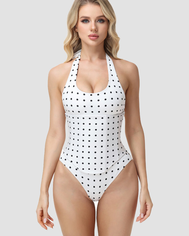Hourglass Corset Body Shaper Waist Cincher Swimsuit Two-Piece Set