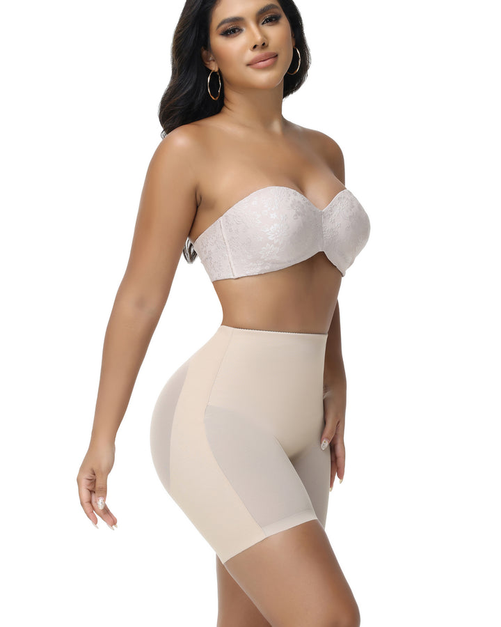 Damen Nahtlose Mesh Shapewear Shorts Hoher Taille Oberschenkelformer Unterwäsche