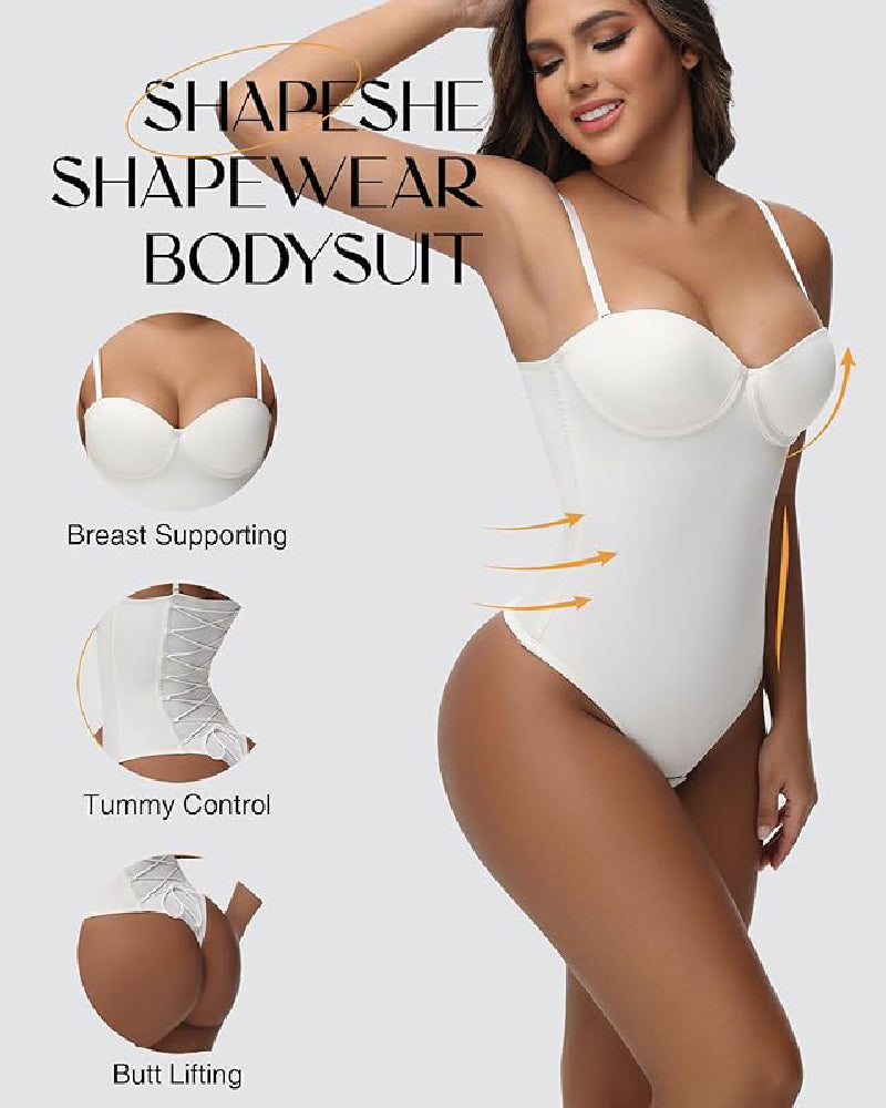 Shapshe® Nahtloser Skinny Bodys mit Sexy Schnürung am Rücken und Tanga