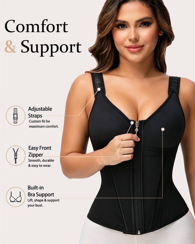 Shapshe® Boned Latex Waist Trainer Vest with Built-in Bra