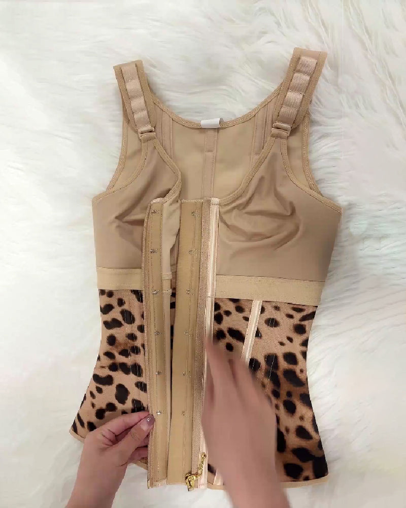 Shapshe® Damen Stäbchen Latex Reißverschluss Korsett Bauchkontrolle Body Shaper Weste Mit BH