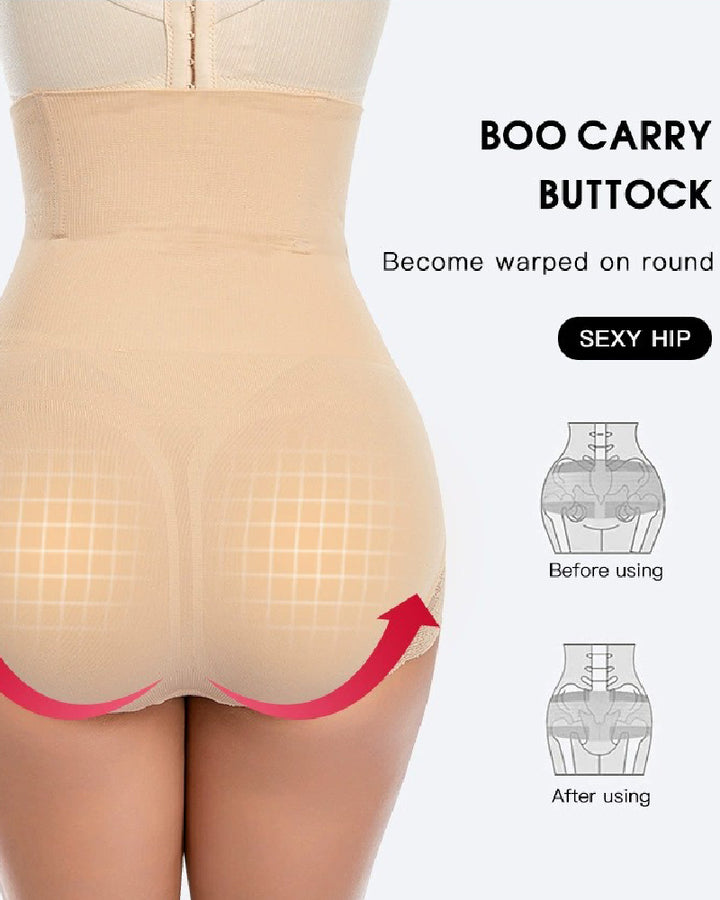 Hoher Taille Festem Bauchweg Shapewear Höschen Kontrolle Gürtel Miederhose