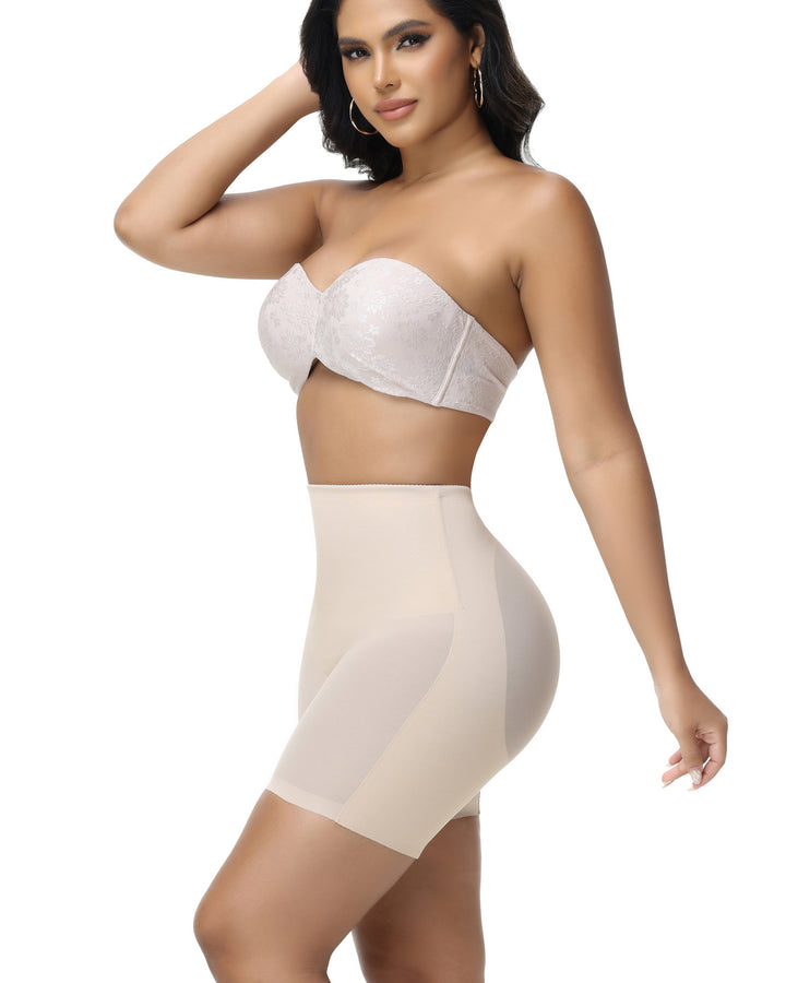 Damen Nahtlose Mesh Shapewear Shorts Hoher Taille Oberschenkelformer Unterwäsche