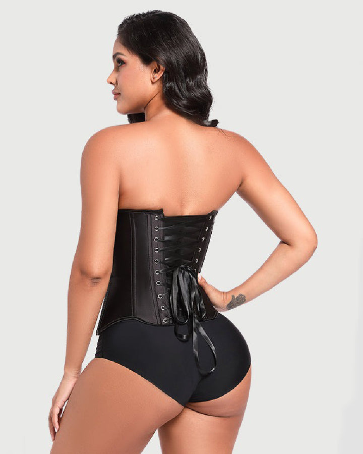 Shapshe® Damen Satin Schnürung Stäbchen Korsett Überbrust Seitlichem Reißverschluss Taillentrainer