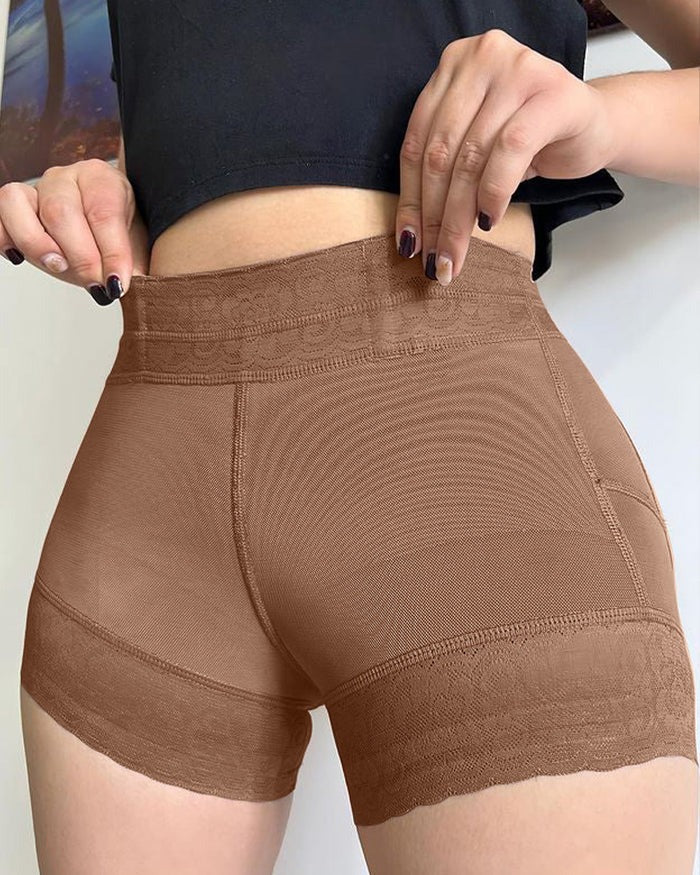 Shapshe® Klassischer kurzer Fajas Körperformer mit Spitzen Po Lift