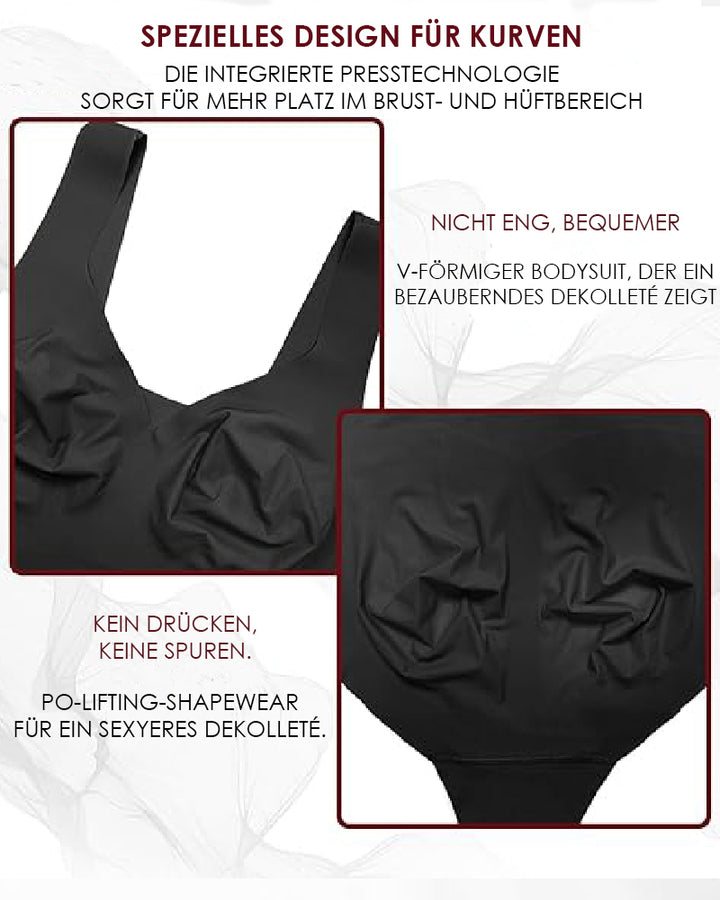 Shapshe® Damen Bauchweg Nahtloser Sommer Eisseide Bodysuit Kompressions V-Ausschnitt Body Shaper