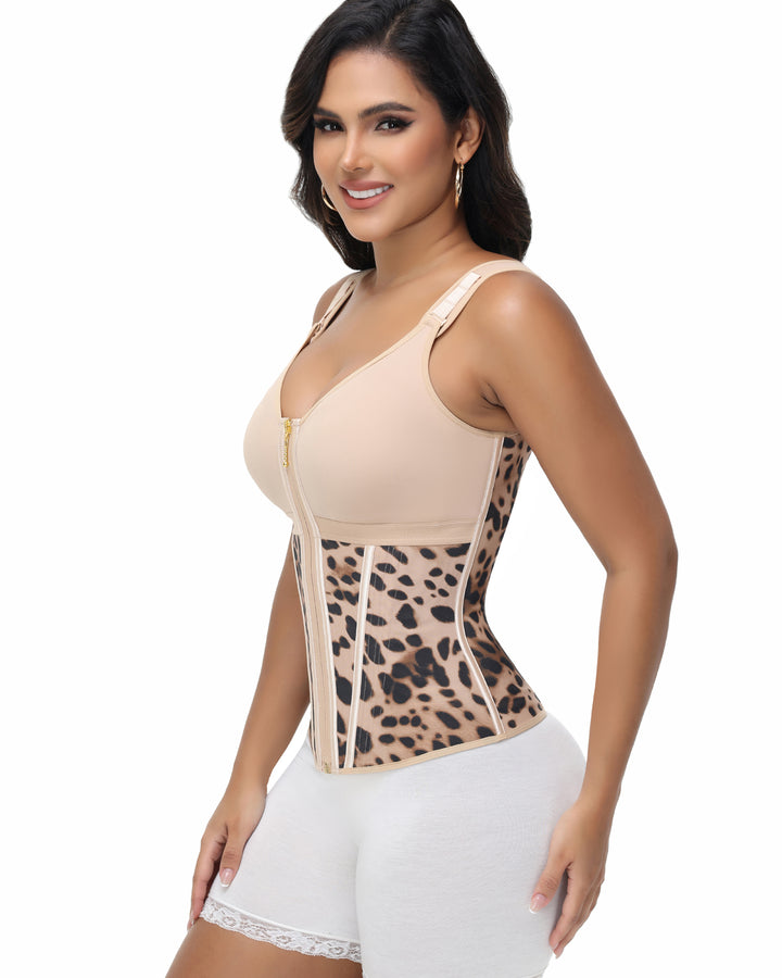 Shapshe® Damen Stäbchen Latex Reißverschluss Korsett Bauchkontrolle Body Shaper Weste Mit BH