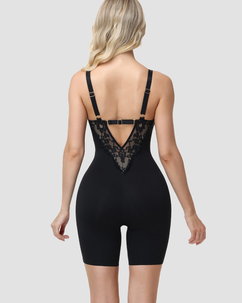 Shapshe® Lace Plunge Backless Butt Lifter Bodysuit Shapewear