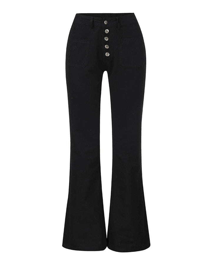 Einreihige Skinny-Jeans mit Mehreren Knöpfen aus Gewaschenem Stretch mit Hohem Bund