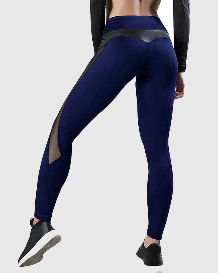 Hüfthebende Sport Yoga leggings mit Mesh Nähten