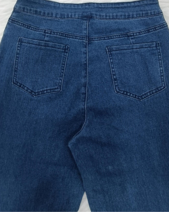 Damen Klassisch Schickes Ärmellos Verwaschenes Jeans Set