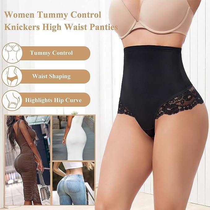 Nahtlose Spitze Bauchkontrolle Shapewear Höschen Hohe Taille Kompressions Tanga Unterwäsche