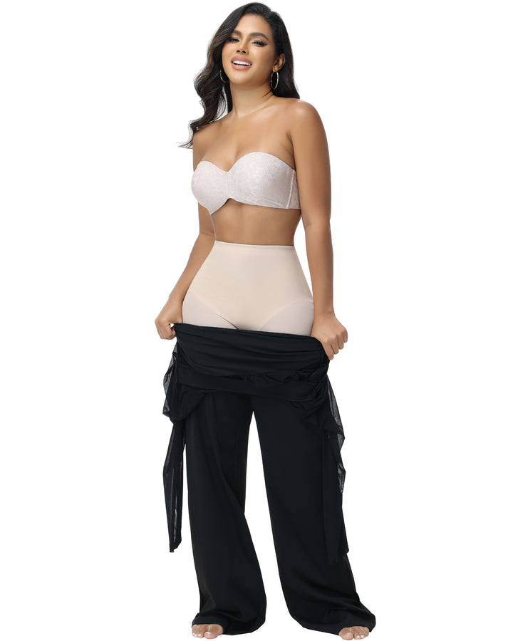 Damen Nahtlose Mesh Shapewear Shorts Hoher Taille Oberschenkelformer Unterwäsche