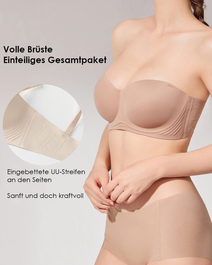 Damen Unsichtbarer Trägerloser Rutschfester Große Größe Nahtloser Push Up BH
