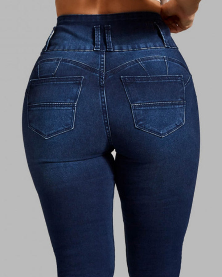 Skinny-Stretch-Shaping-Po-Lift-Jeans mit Hoher Taille