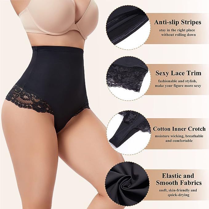 Nahtlose Spitze Bauchkontrolle Shapewear Höschen Hohe Taille Kompressions Tanga Unterwäsche