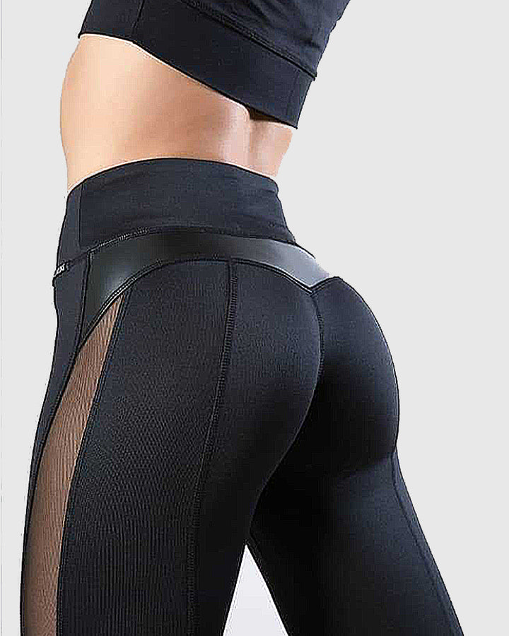 Hüfthebende Sport Yoga leggings mit Mesh Nähten