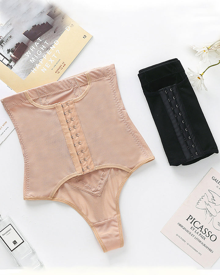 9-reihiges Hoch tailliertes Tanga Höschen mit Hüftstraffung und Oberschenkelfalte