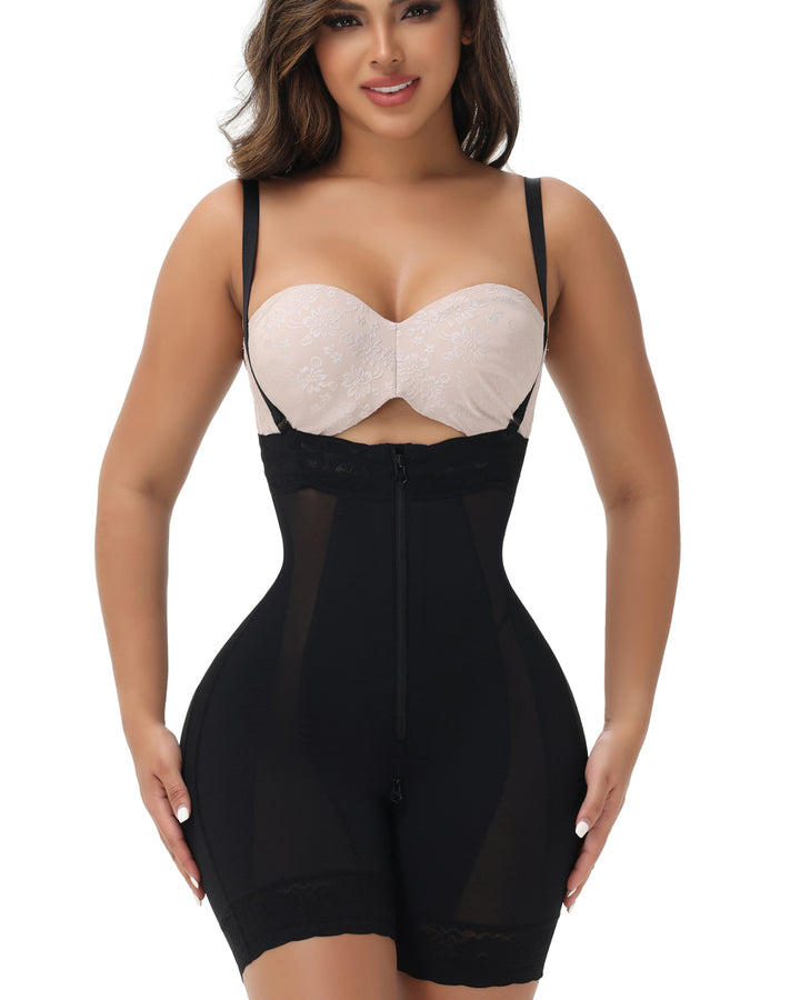 Shapshe® Hohe Taille Reißverschluss Bauchweg Miederhose Mit Abnehmbaren Trägern