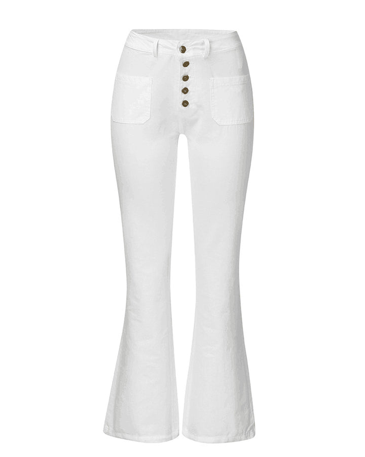 Einreihige Skinny-Jeans mit Mehreren Knöpfen aus Gewaschenem Stretch mit Hohem Bund