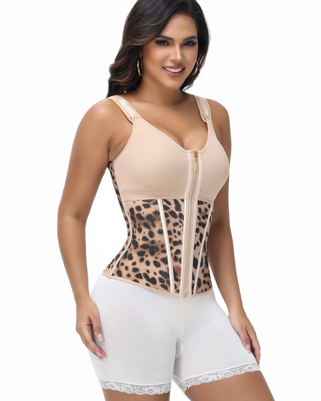 Shapshe® Damen Stäbchen Latex Reißverschluss Korsett Bauchkontrolle Body Shaper Weste Mit BH