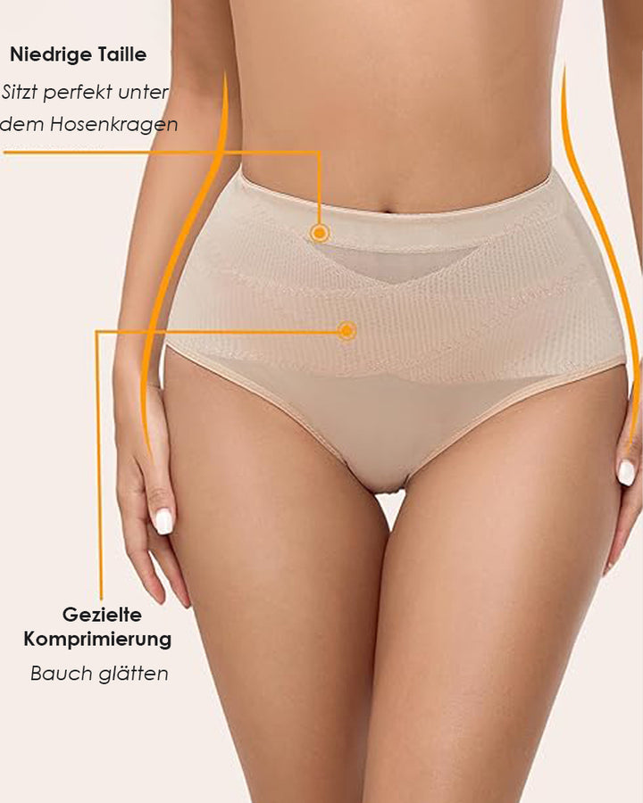 Mittelhohe Kreuz Kompressions Shapewear Unterwäsche Netz Bauchkontrolle Höschen